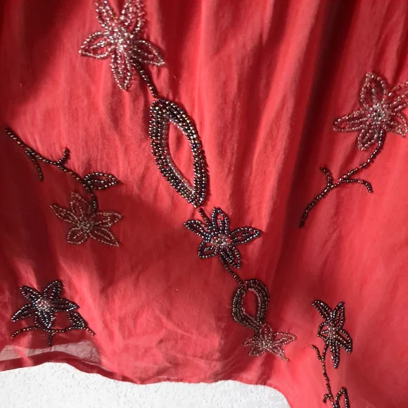 Free People Red Embellished Tunic Blouse - Picture 6 of 8